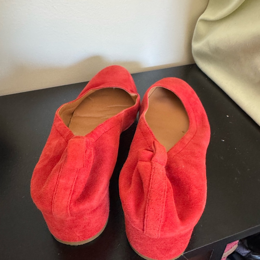 J Crew red heeled flats